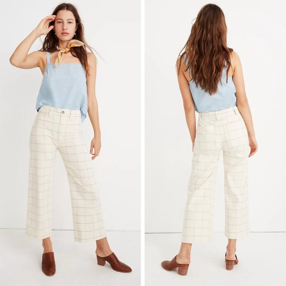 Madewell - White Windowpane Wide-Leg Pants (NWT)